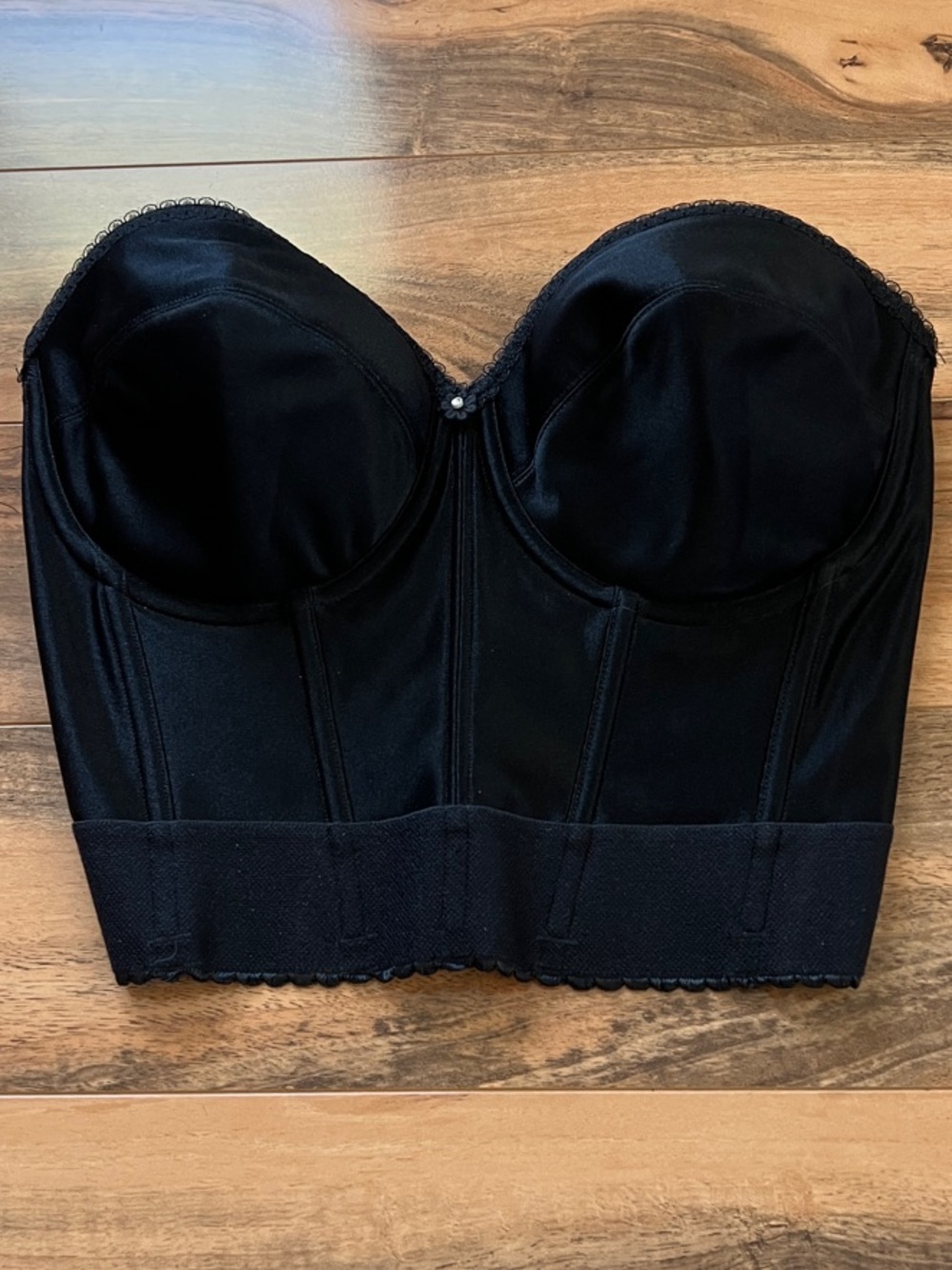 Dominique Strapless Longline Bustier Bra 32DD Black Bridal Corset NWT
